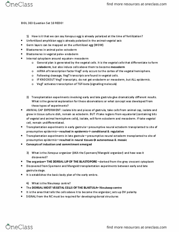 BIOL303 Lecture Notes - Lecture 10: Polarity In Embryogenesis, Gastrulation, Transforming Growth Factor Beta thumbnail