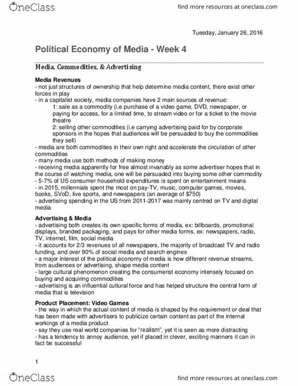 Media, Information and Technoculture 2100F/G Lecture Notes - Lecture 4: Channels Tv, Making Money, Effective Demand thumbnail