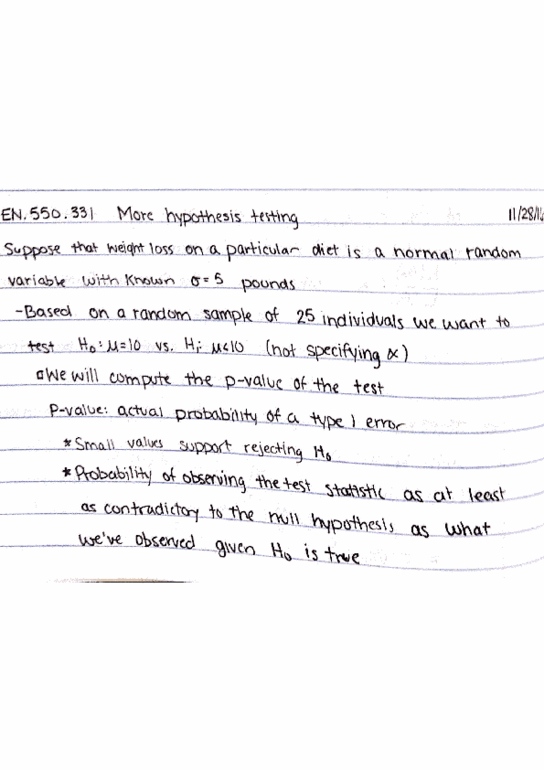 EN.550.311 Lecture Notes - Lecture 29: Random Variable, Null Hypothesis thumbnail