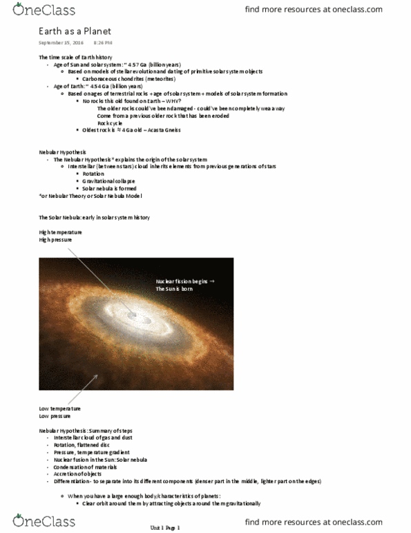 solar nebula theory steps