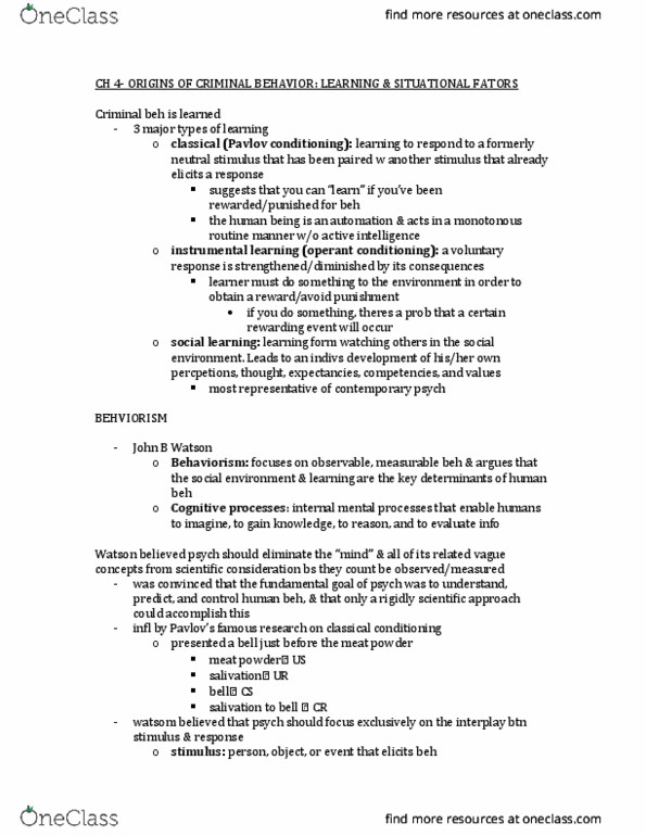 PSYB01H3 Chapter Notes - Chapter 4: Differential Association, Reinforcement, Behavioral Engineering thumbnail