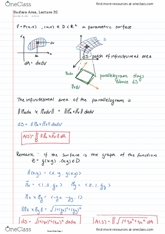 MATH209 Lecture 32: Surface Area, Lecture 32 thumbnail