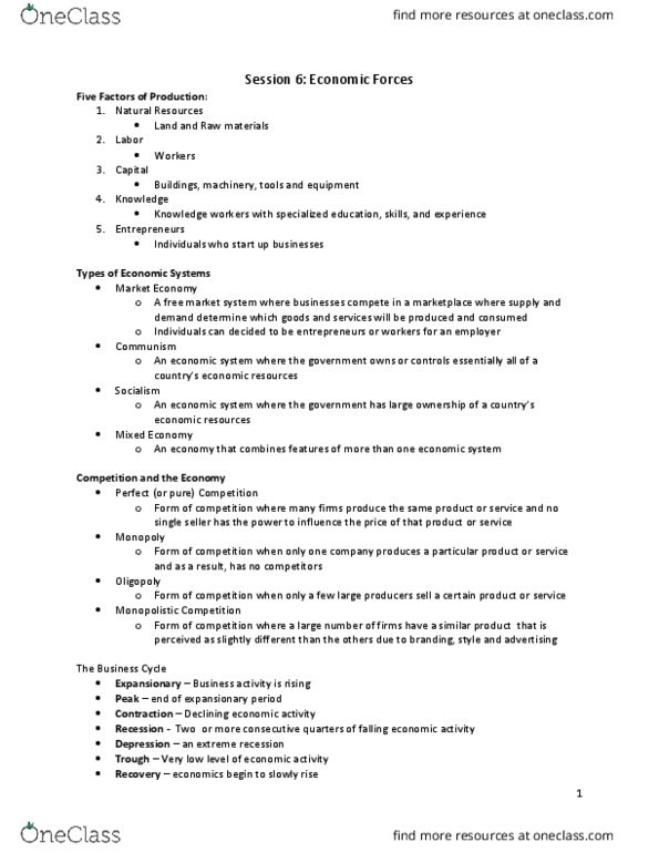 ADMS 1000 Lecture Notes - Lecture 6: Oligopoly, Monopolistic Competition, Interest Rate thumbnail