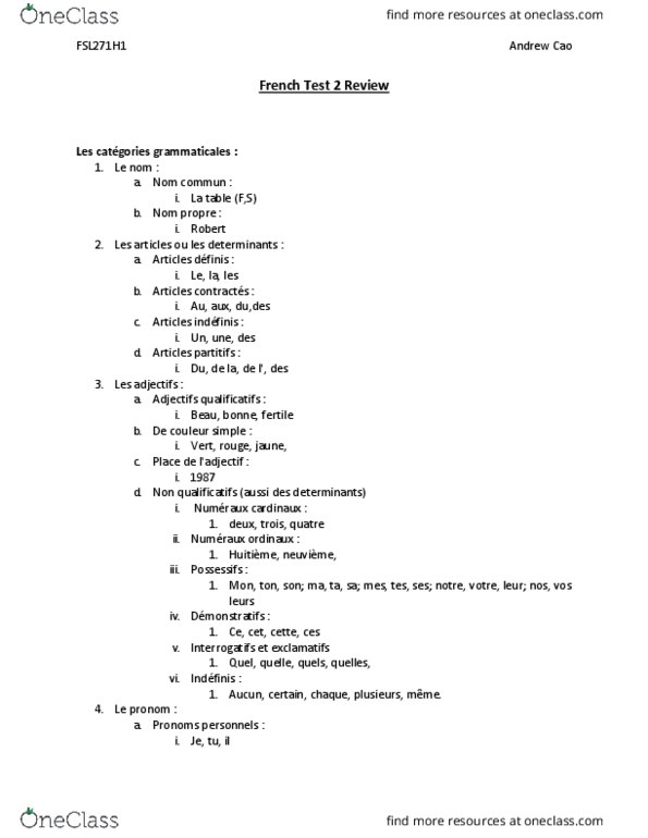 FSL271H1 Lecture Notes - Lecture 7: Couleur, Voseo, Fokker E.Ii thumbnail