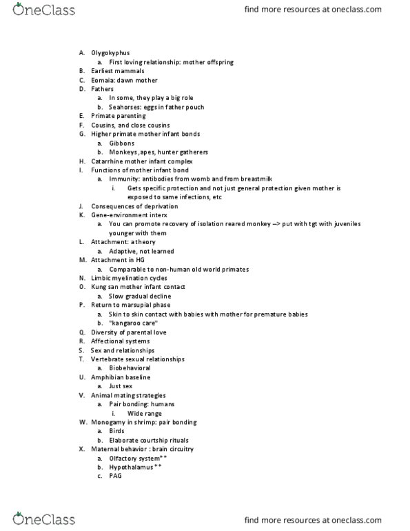 ANT 201 Lecture Notes - Lecture 21: Eomaia, Pair Bond, Olfactory System thumbnail