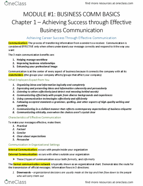 COMM-1206EL Chapter 1,2,3: MODULE 1 - Business Comm Basics thumbnail