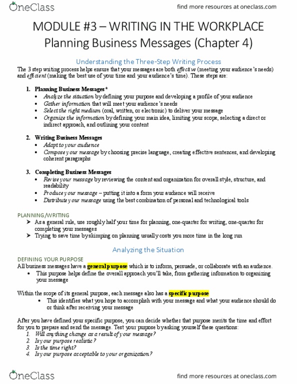 COMM-1206EL Chapter Notes - Chapter 4,5,6: Business Communication, Communication, Interscope Records thumbnail