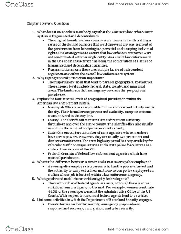 CJE-3110 Chapter Notes - Chapter 3: Highway Patrol, Computer Security, Enforcement Authority thumbnail