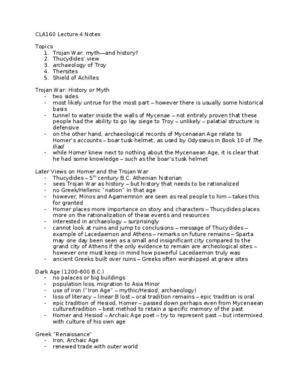 CLA160H1 Lecture Notes - Lecture 4: Hephaestus, Wilusa, Alaksandu thumbnail