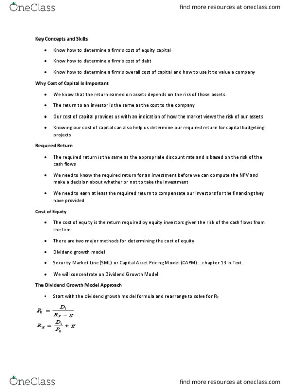 HTA 602 Lecture Notes - Lecture 10: Capital Asset Pricing Model, Retained Earnings, Capital Budgeting thumbnail