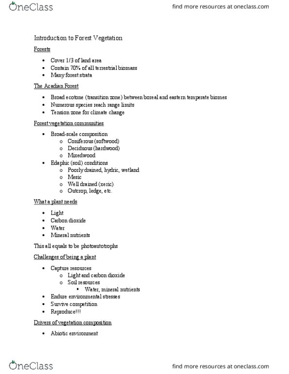 SFR 107 Lecture Notes - Lecture 1: Edaphic, Ecotone, Softwood thumbnail