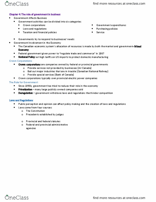 AFM131 Lecture Notes - Lecture 2: Canadian National Railway, Trade Regulation, Monetary Policy thumbnail