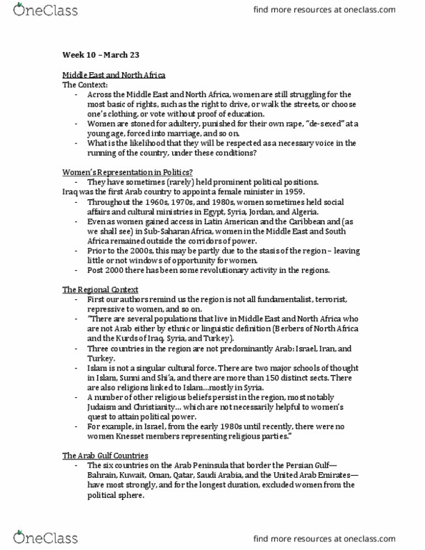 POL 501 Lecture Notes - Lecture 9: Ali Abdullah Saleh, Democratic Constitutional Rally, Hosni Mubarak thumbnail