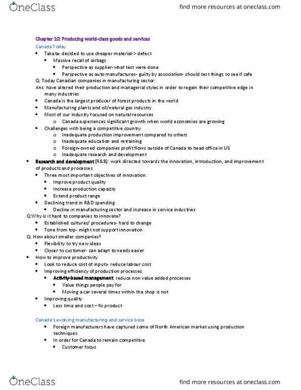 AFM131 Lecture Notes - Lecture 6: Material Requirements Planning, Facility Location Problem, Operations Management thumbnail