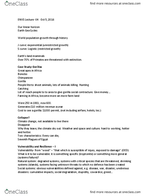 ENVS 1000 Lecture Notes - Lecture 4: Kryptonite, Contracture, Hominidae thumbnail