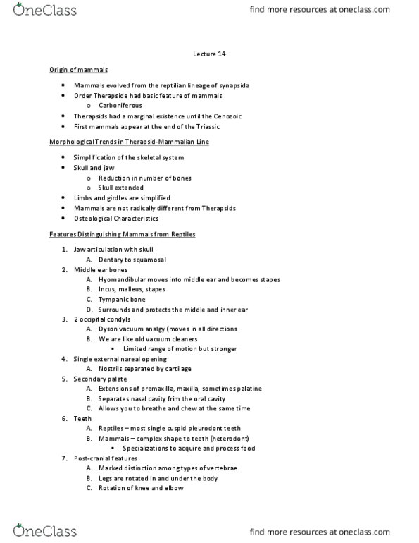 BISC 316 Lecture Notes - Lecture 14: Shoulder Girdle, Monotreme, Thoracic Cavity thumbnail