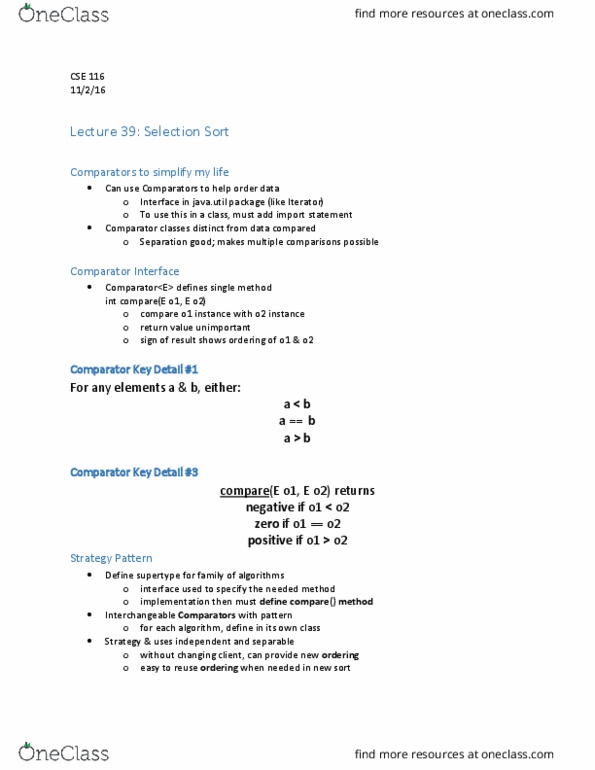 CSE 116 Lecture Notes - Lecture 39: Selection Sort, Subtyping, Multiple Comparisons Problem thumbnail