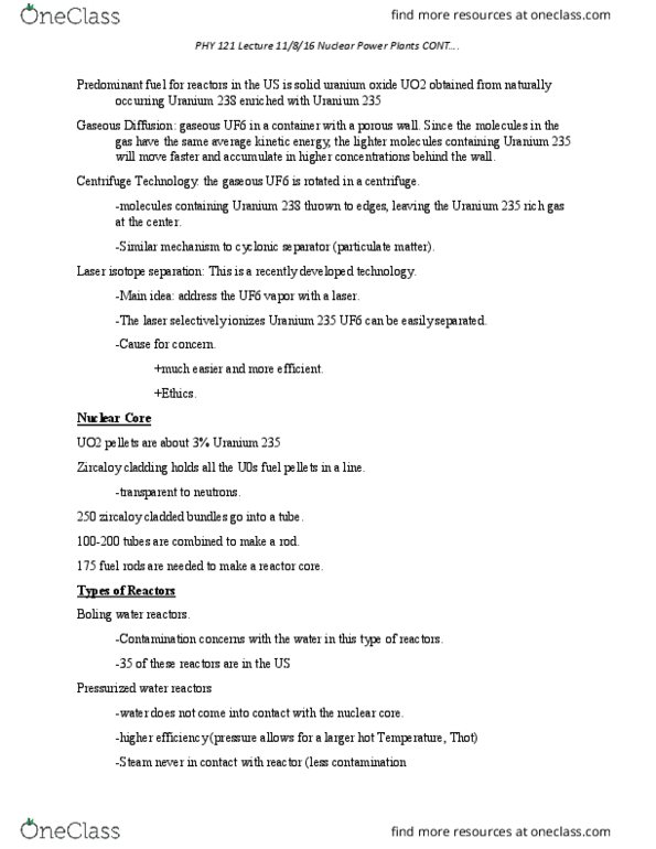 PHY 121 Lecture Notes - Lecture 20: Isotope Separation, The Scientists, Natural Disaster thumbnail