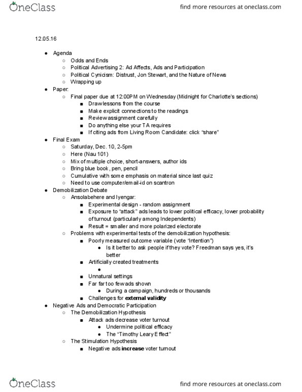 PLAP 3140 Lecture Notes - Lecture 26: Scantron Corporation, Alexis De Tocqueville, Content Analysis thumbnail