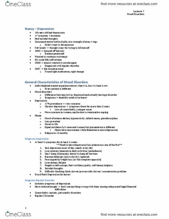 PSYB32H3 Lecture Notes - Lecture 7: Dysfunctional Family, Amenorrhoea, Xeroderma thumbnail