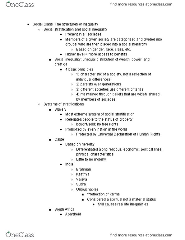 SYG 2000 Chapter Notes - Chapter 7: Intersectionality, Social Stratification, Social Inequality thumbnail