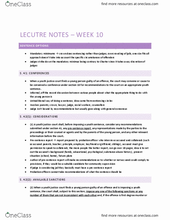 LAWS 3307 Lecture Notes - Lecture 10: Pallottines, Extortion, Truancy thumbnail
