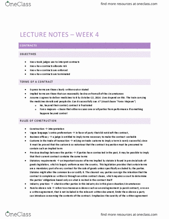 BUSI 2601 Lecture Notes - Lecture 4: Fundamental Breach, Alternative Dispute Resolution, Patent Infringement thumbnail