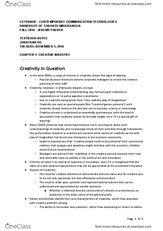 CCT109H5 Chapter Notes - Chapter 7: Relationship Marketing, Creative Destruction, United Nations Conference On Trade And Development thumbnail