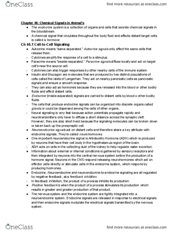 BIOL 1107 Chapter Notes - Chapter 46.1-46.2: Thyroid, Second Messenger System, Phosphorylase Kinase thumbnail