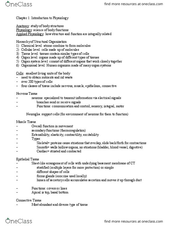 APK 2105C Lecture Notes - Lecture 1: Fluid Compartments, Semipermeable Membrane, Epithelium thumbnail