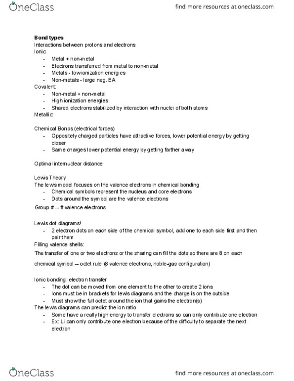 CHEM 11a Lecture Notes - Lecture 35: Ionic Bonding, Lewis Structure, Lewis Acids And Bases thumbnail