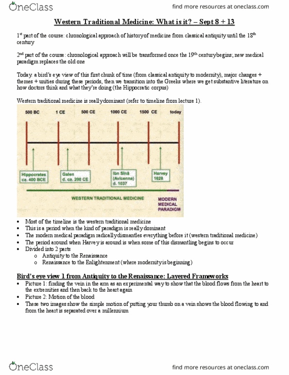 HIST 249 Lecture 2: Western Traditional Medicine sept 8 thumbnail