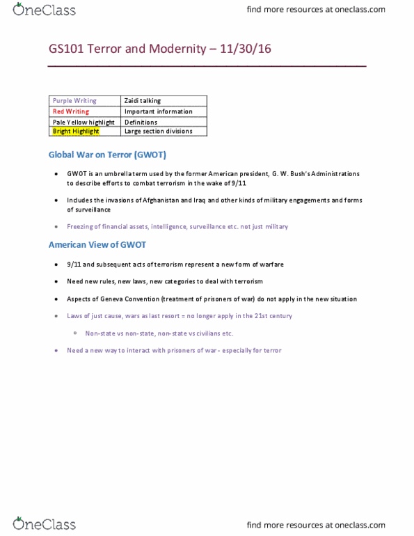 GS101 Lecture Notes - Lecture 11: Creative Destruction, Jihadism, Fear Mongering thumbnail