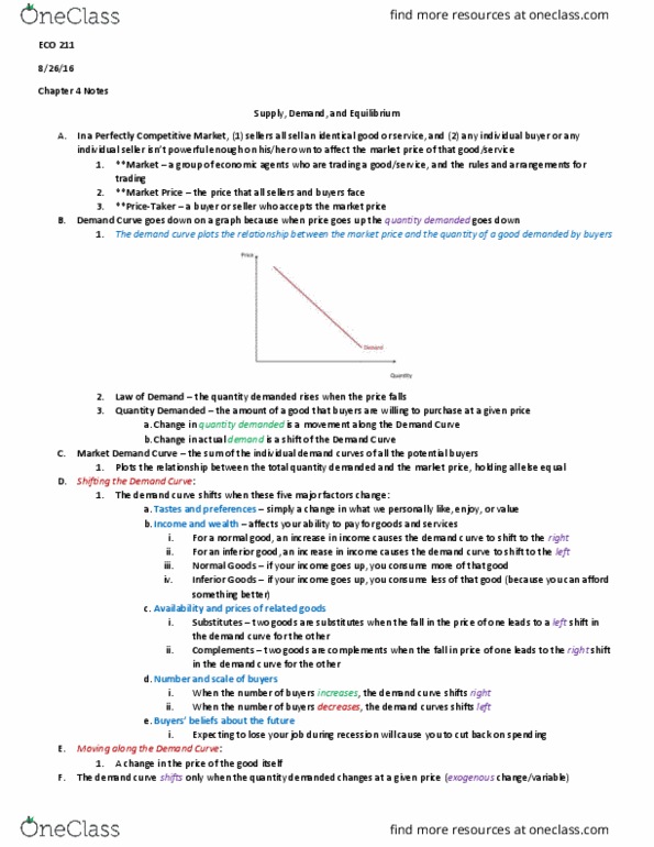 ECO 211 Chapter Notes - Chapter 4: Marginal Cost, Demand Curve, Equation thumbnail