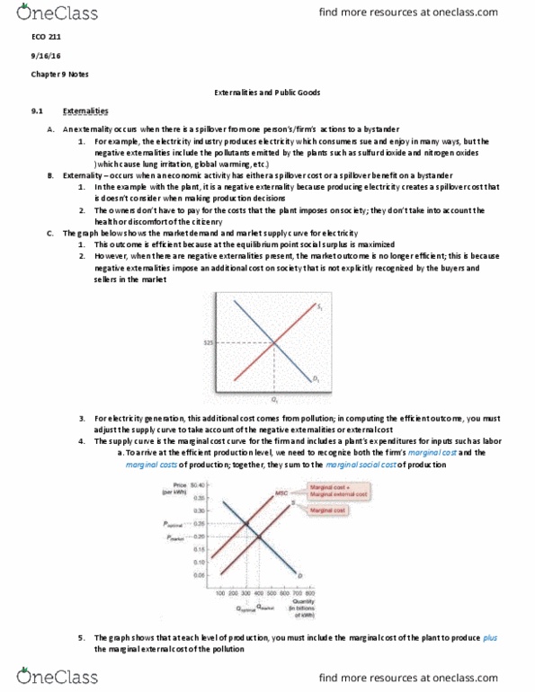 ECO 211 Chapter Notes - Chapter 9: Common-Pool Resource, Pigovian Tax, Snickers thumbnail