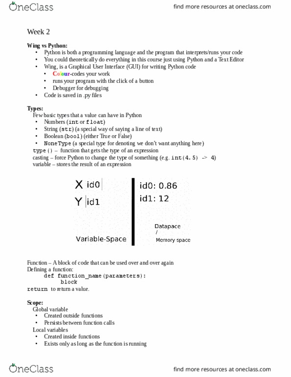 CSCA08H3 Lecture Notes - Lecture 2: Global Variable, Graphical User Interface thumbnail