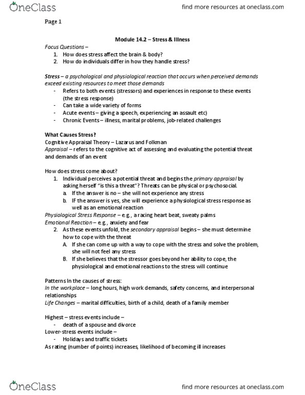 PSYCH101 Chapter 14.2: Module 14.2 - Stress & Illness thumbnail