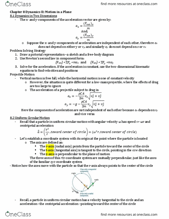 PHYA11H3 Chapter Notes - Chapter 8: Circular Motion, Angular Acceleration, Angular Velocity thumbnail