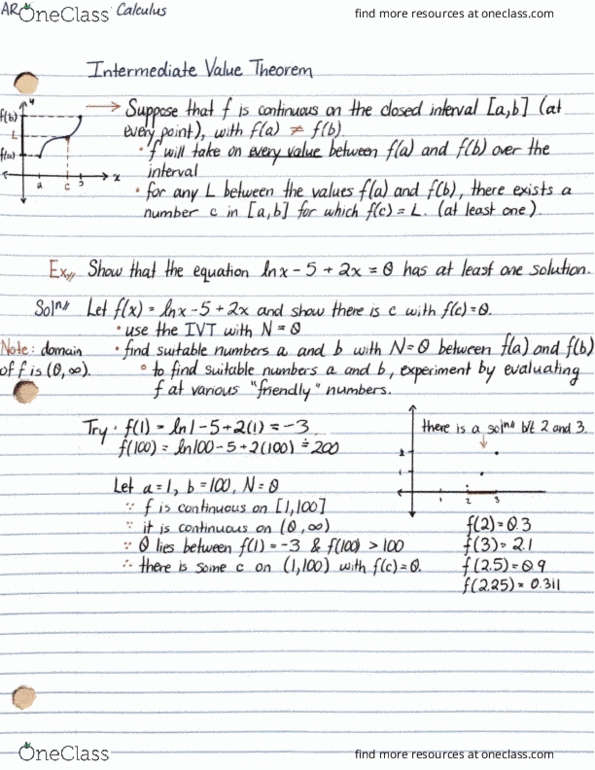 ARTSSCI 1D06 Lecture Notes - Lecture 9: Intermediate Value Theorem thumbnail