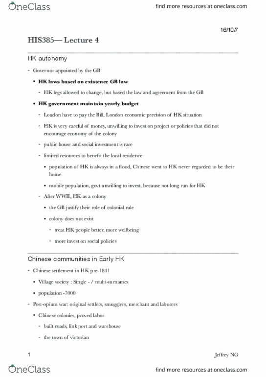 HIS385H1 Lecture Notes - Lecture 4: Kai Ho, Small Government, Po Leung Kuk thumbnail