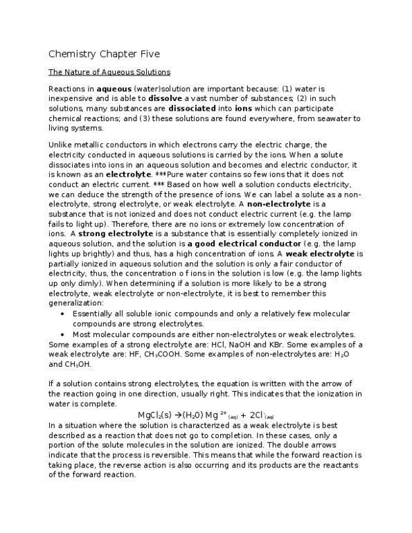 Chemistry 1027A/B Chapter Notes - Chapter 5: Equivalence Point, Spectator Ion, Sodium Chloride thumbnail