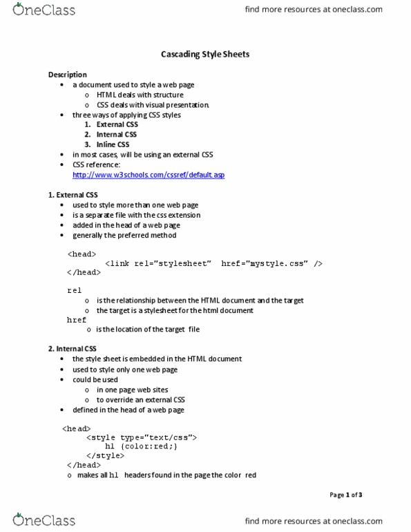 SYST 10049 Lecture Notes - Lecture 3: Verdana, Semicolon, Cascading Style Sheets thumbnail