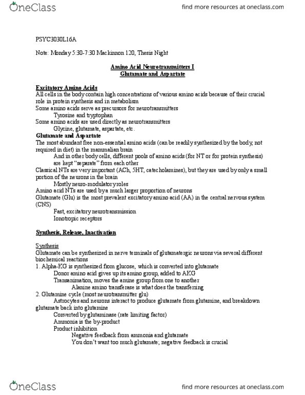 PSYC 3030 Lecture Notes - Lecture 16: Resting Potential, Depressant, Synaptic Weight thumbnail