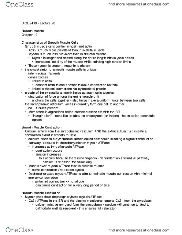 BIOL 2410 Lecture Notes - Lecture 28: Histamine, Nitric Oxide, Intercalated Disc thumbnail