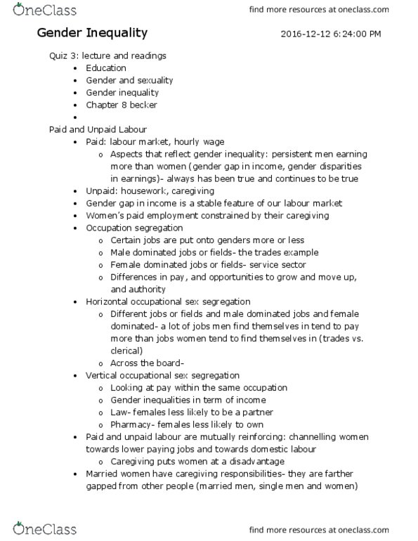 SOCIOL 1A06 Lecture Notes - Lecture 10: Marxist Feminism, Male Unemployment, Main Source thumbnail