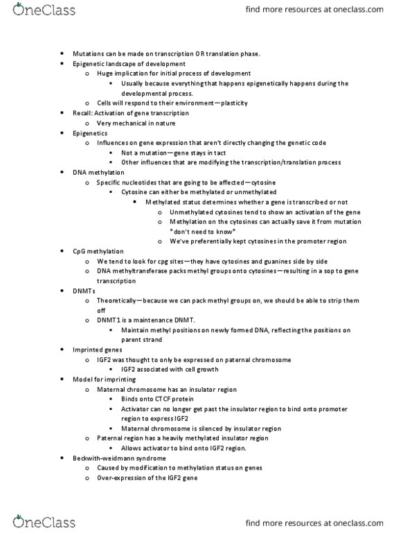 HLTB22H3 Lecture Notes - Lecture 1: Epigenome, Transgenerational Epigenetic Inheritance, Acetyl Group thumbnail