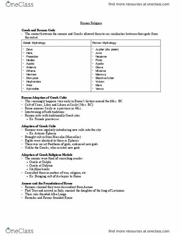 CLCV 2103 Lecture Notes - Lecture 20: Philhellenism, Lavinium, Roman Mythology thumbnail