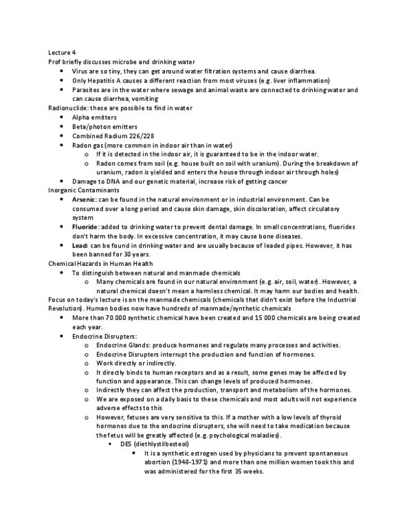 Environmental Science 1021F/G Lecture Notes - Immunodeficiency, Fetus, Arsenic thumbnail