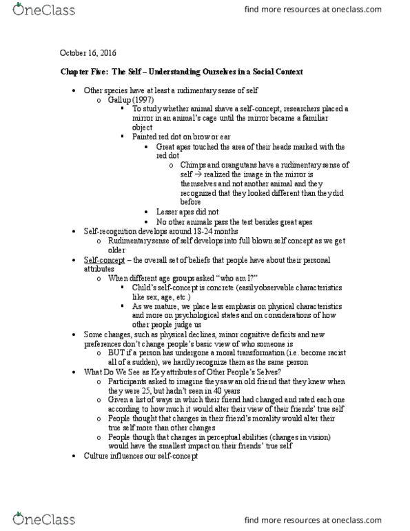 PSYC 170 Chapter Notes - Chapter 9: Ingratiation, Terror Management Theory, Narcissistic Personality Inventory thumbnail