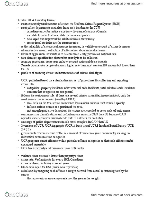 CRIM 1650 Chapter Notes - Chapter 4: Uniform Crime Reports, Data Element thumbnail